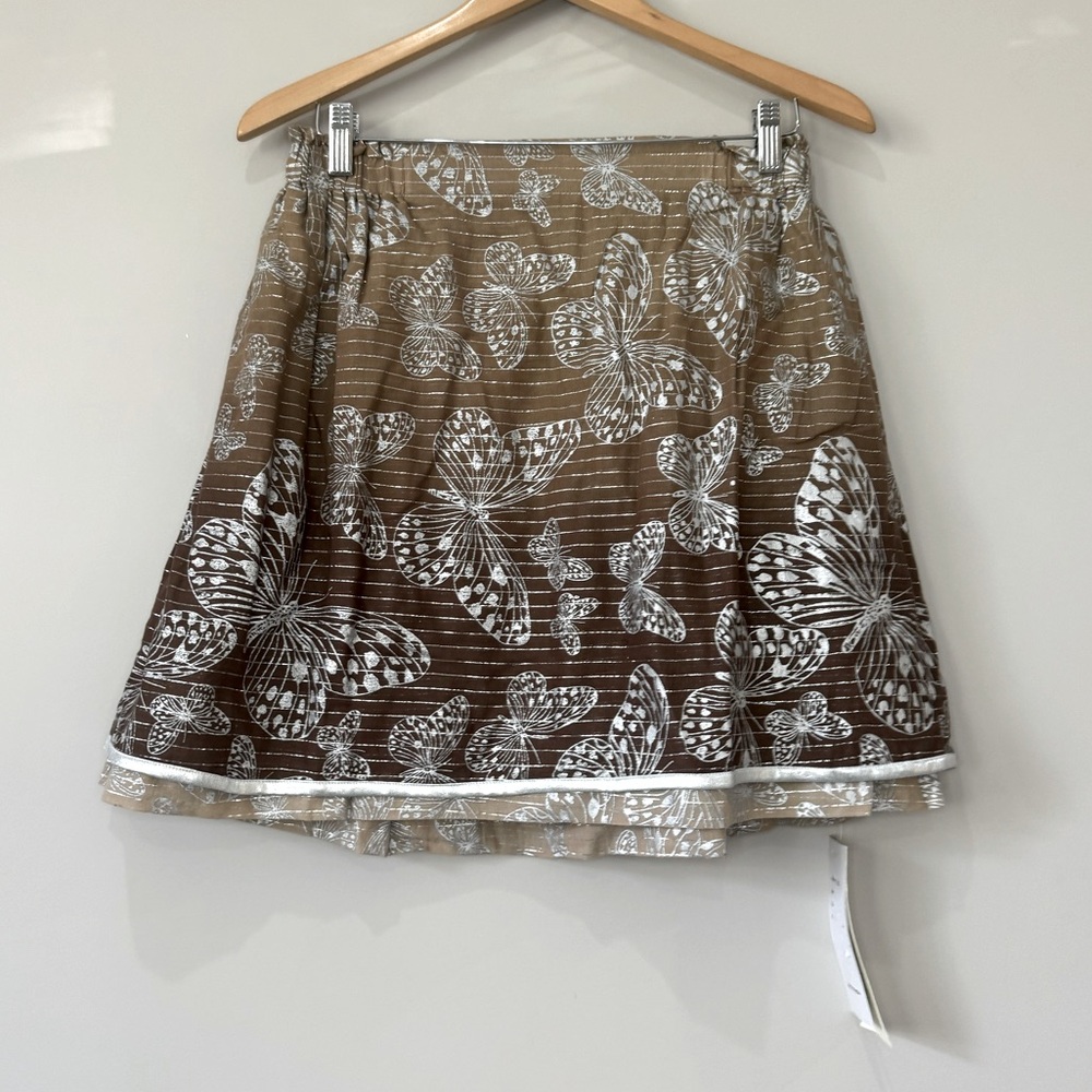 Millenium NWT ombré butterfly print silver detail stretchy waist band skirt L